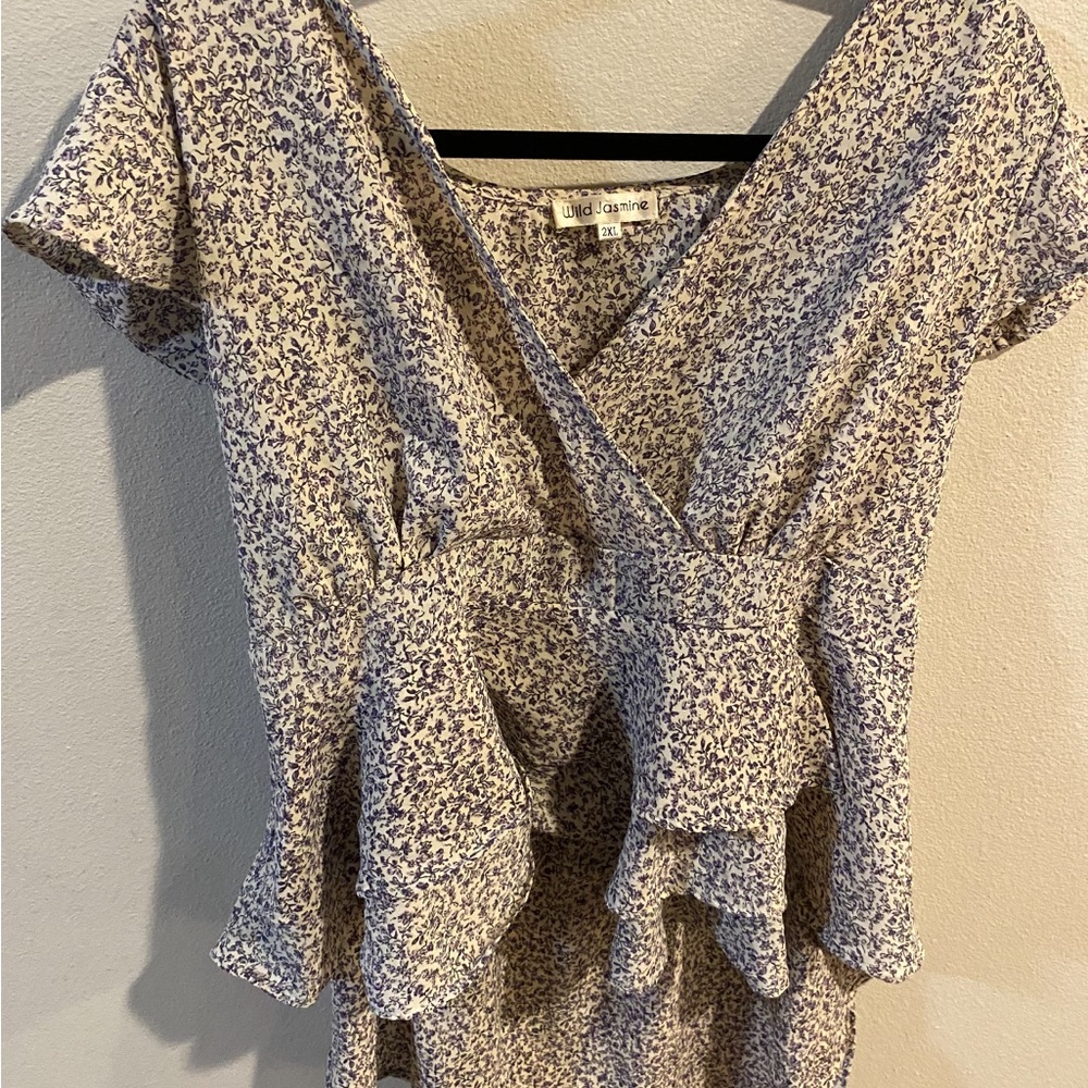 Wild‎ Jasmine Elegant Floral Wrap Blouse Size 2xl
